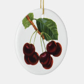 ヴィンテージ果物食品、木から熟したさくらんぼ セラミックオーナメント (右)
