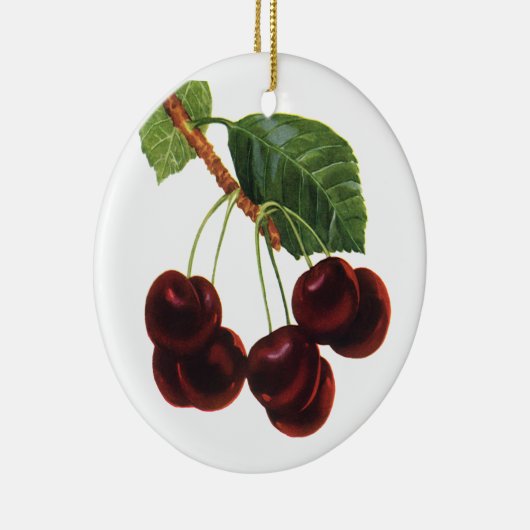 ヴィンテージ果物食品、木から熟したさくらんぼ セラミックオーナメント (右)