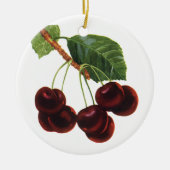ヴィンテージ果物食品、木から熟したさくらんぼ セラミックオーナメント (正面)