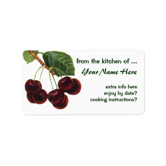 ヴィンテージ果物食品、木から熟したさくらんぼ ラベル (正面)