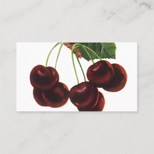 ヴィンテージ果物食品、木から熟したさくらんぼ 名刺 (裏面)