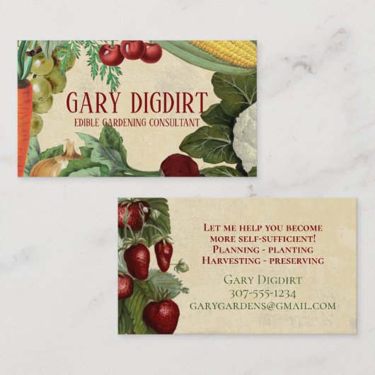 ヴィンテージ果菜料理のシェフケータリング 名刺 (正面/裏面)