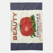 ヴィンテージ果輪状ラベル、アルカディア美しいトマト キッチンタオル (縦)