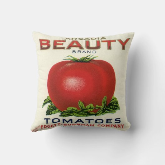 ヴィンテージ果輪状ラベル、アルカディア美しいトマト クッション (裏面)