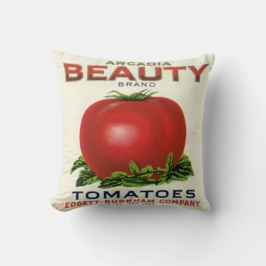 ヴィンテージ果輪状ラベル、アルカディア美しいトマト クッション (正面)