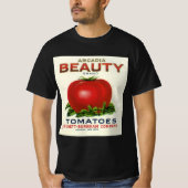 ヴィンテージ果輪状ラベル、アルカディア美しいトマト Tシャツ (正面)