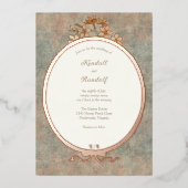 ヴィンテージ枠と水絹2 箔招待状 (正面)