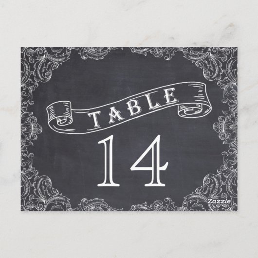 ヴィンテージ枠と結婚黒板の表番号 ポストカード (裏面)