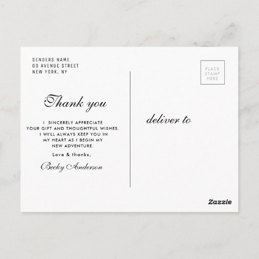 ヴィンテージ枠の白黒感謝してい卒業 ポストカード (裏面)