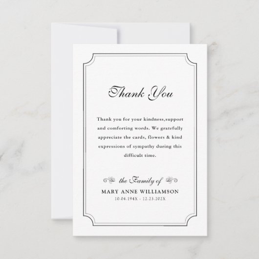 ヴィンテージ枠の葬儀ありがとう サンキューカード (正面)