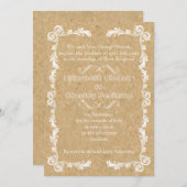 ヴィンテージ枠結婚付きコルク 招待状 (正面/裏面)