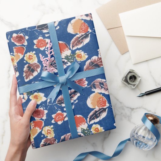 ヴィンテージ柄Bingata:ナス ラッピングペーパー (ギフト)