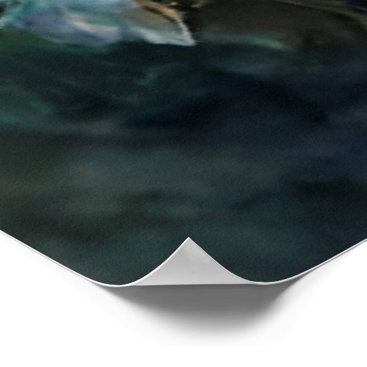 ヴィンテージ柔らかい白とピンクのバラ絵を描ス ポスター (角)