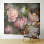 ヴィンテージ柔ら絵を描かなピンクのバラ タペストリー (インサイチュ(横))