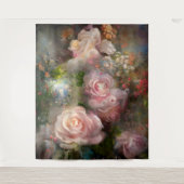 ヴィンテージ柔ら絵を描かなピンクのバラ タペストリー (正面)