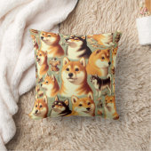 ヴィンテージ柴犬シームレスパターン クッション (ブランケット)