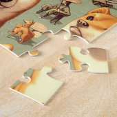 ヴィンテージ柴犬シームレスパターン ジグソーパズル (側面)