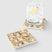 ヴィンテージ柴犬シームレスパターン ストーンコースター (横)