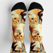 ヴィンテージ柴犬シームレスパターン ソックス (上部)