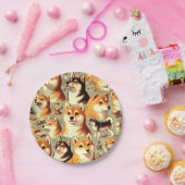 ヴィンテージ柴犬シームレスパターン ペーパープレート (パーティー)