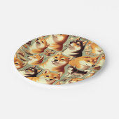 ヴィンテージ柴犬シームレスパターン ペーパープレート (アングル)