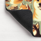 ヴィンテージ柴犬シームレスパターン マウスパッド (コーナー)