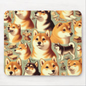 ヴィンテージ柴犬シームレスパターン マウスパッド (正面)