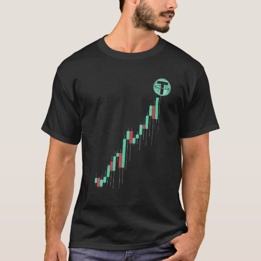 ヴィンテージ株価チャートTether USDT Coin To The Moon C Tシャツ (正面)