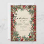 ヴィンテージ格子模様のクリスマス 招待状 (正面)