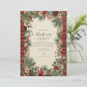 ヴィンテージ格子模様のクリスマス 招待状 (スタンド正面)