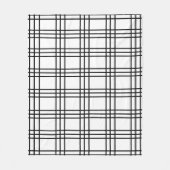 ヴィンテージ格子状タータンチェック白黒 フリースブランケット (正面)