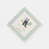 ヴィンテージ格子縞の少年服赤ちゃんシャワー歓迎 スタンダードランチョンナプキン (角)