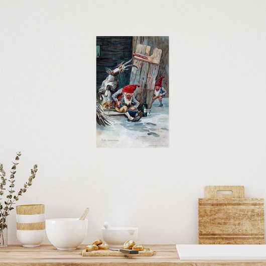 ヴィンテージ格言とヤギのクリスマス ポスター (キッチン)