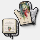 ヴィンテージ格言クリスマスレシピキープスククッキー 鍋つかみ&鍋敷きセット (正面/裏面)