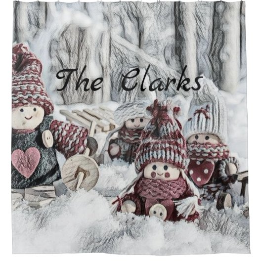 ヴィンテージ格言スケッチ シャワーカーテン (正面)