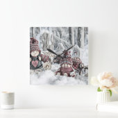 ヴィンテージ格言スケッチ スクエア壁時計 (ホーム)