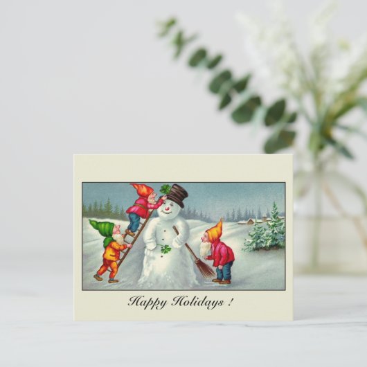 ヴィンテージ格言雪だるまシーズンの挨拶 シーズンポストカード (スタンド正面)