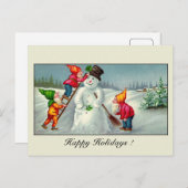 ヴィンテージ格言雪だるまシーズンの挨拶 シーズンポストカード (正面/裏面)