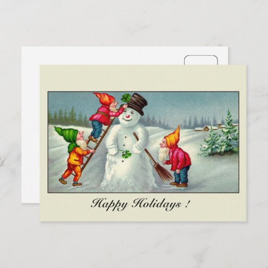 ヴィンテージ格言雪だるまシーズンの挨拶 シーズンポストカード (正面/裏面)