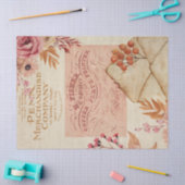 ヴィンテージ桃とピンクの花の切り離し 薄葉紙 (クラフト)