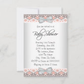 ヴィンテージ桃と灰色のベビーガールシャワー 招待状 (裏面)