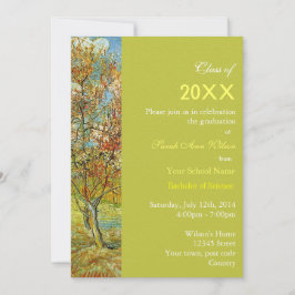 ヴィンテージ桃の木の卒業式 招待状