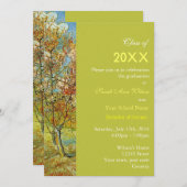 ヴィンテージ桃の木の卒業式 招待状 (正面/裏面)