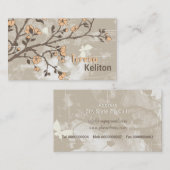 ヴィンテージ桃の花フローラグランジタウペ 名刺 (正面/裏面)