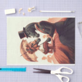 ヴィンテージ桃の馬のデコペ 薄葉紙 (クラフト)