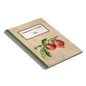 ヴィンテージ桃イラストレーションコンパーソナライズされたペンス ノートブック (右側)