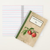 ヴィンテージ桃イラストレーションコンパーソナライズされたペンス ノートブック (内側)