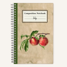 ヴィンテージ桃イラストレーションコンパーソナライズされたペンス ノートブック