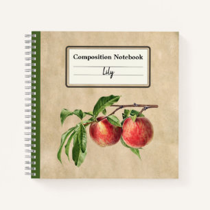 ヴィンテージ桃イラストレーションコンパーソナライズされたペンス ノートブック