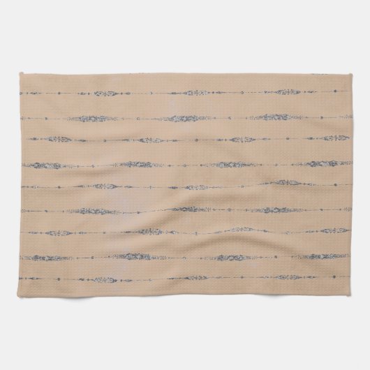 ヴィンテージ桃エレガントと銀ストライプの灰色 キッチンタオル (横)